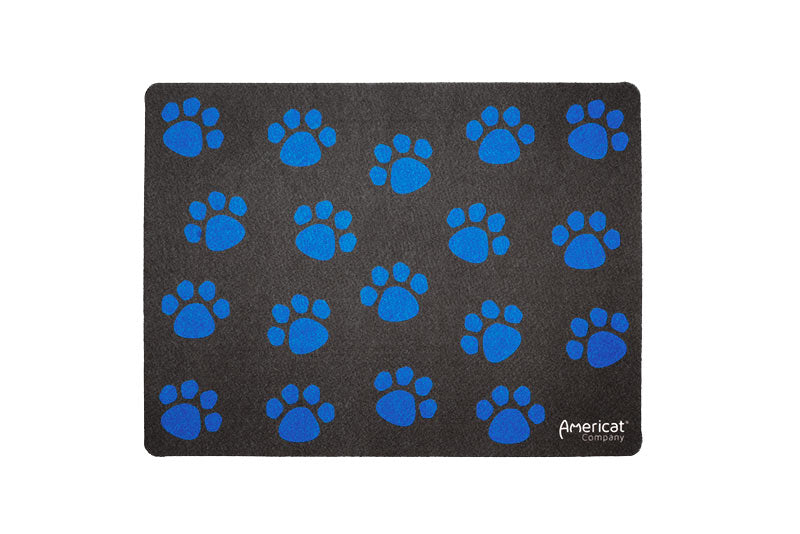 Made in USA cat bowl mat with paw prints