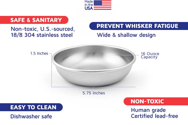 Made in the USA stainless steel cat bowl