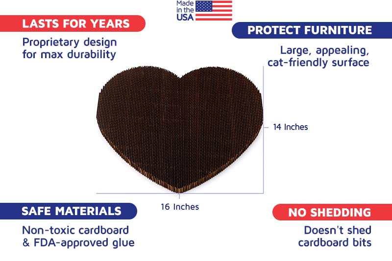 Made in USA cardboard cat scratcher heart shaped