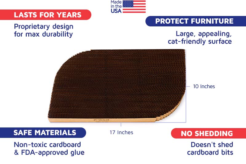 Rectangle made in USA cardboard cat scratching pad