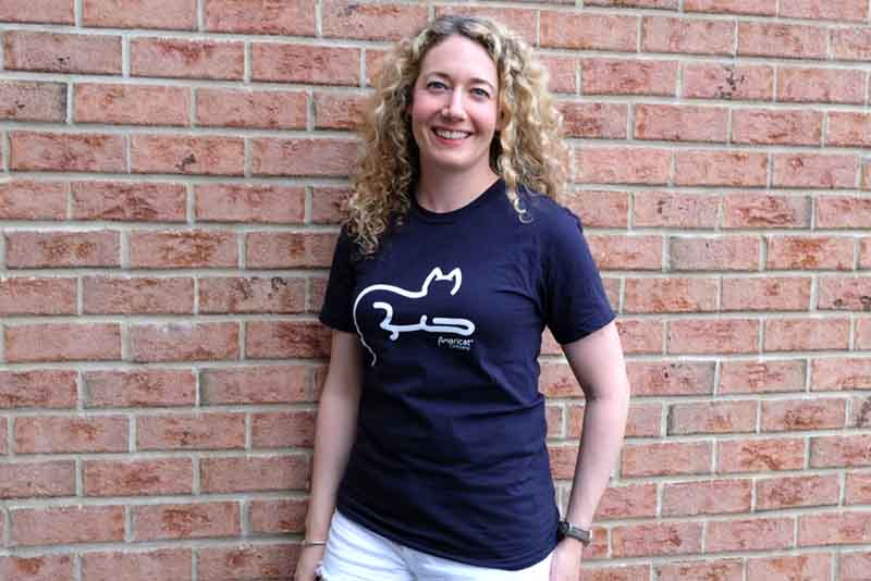 Woman wearing cat t-shirt