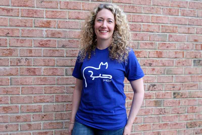 Woman wearing cat t-shirt