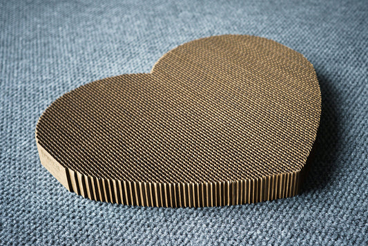 Heart shaped cardboard cat scratching pad made in USA