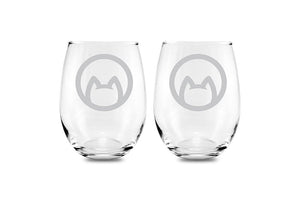 Set of 2 Stemless Cat Wine Glasses - Americat Company