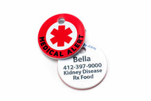 Load image into Gallery viewer, Cat medical alert identification tag front and back
