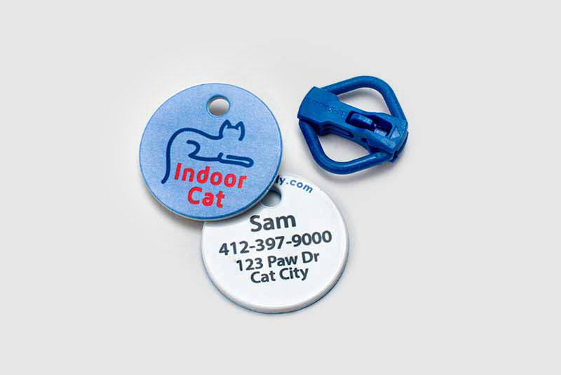 Indoor only cat identification ID tag